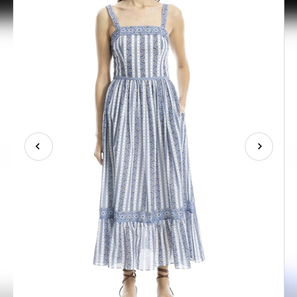 Max Studio Blue and White Floral Cottagecore Ruffle Dress NWT Sz XS